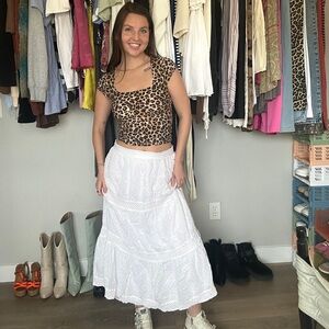 Studio West White Tiered Boho Maxi Skirt Size M